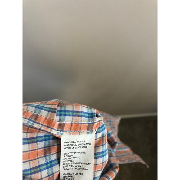 NWT Izod Men’s Button Down Shirt Size S Long Sleeve Orange Plaid - Picture 8 of 9